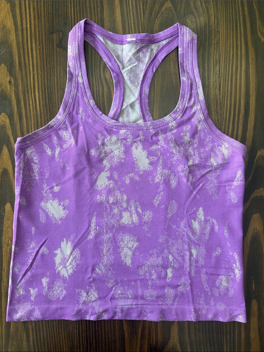 Lululemon Swiftly Tech Racerback Tank Top Purple Tie-Dye Waist Size 8 Women